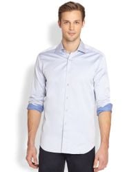 Saks Fifth Avenue | Blue Solid Cotton Sportshirt for Men | Lyst