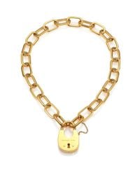 Michael Kors | Metallic Cityscape Hardware Padlock Chain Necklace/Goldtone | Lyst