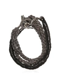 Emanuele Bicocchi | Metallic Multiple Chain & Woven Leather Bracelet for Men | Lyst