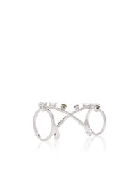 Delfina Delettrez | Multicolor Blue and Green Diamond Handroid Ring | Lyst