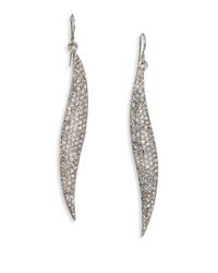 ABS By Allen Schwartz | Metallic Pave Wave Drop Earrings/silvertone | Lyst