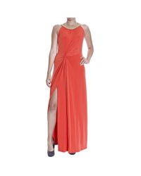 MICHAEL Michael Kors | Red Dress Long Sleeveless With Jewel Collar | Lyst