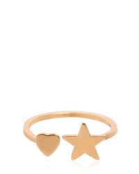Saint Laurent | Metallic Star & Heart Gold Plated Silver Ring | Lyst