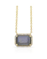 Anne Sisteron - Metallic 14kt Yellow Gold Rectangle Labradorite Diamond Necklace - Lyst