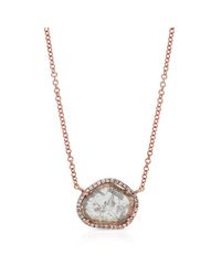 Anne Sisteron - Pink 14kt Rose Gold Diamond Slice Necklace - Lyst