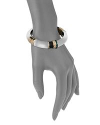 Alexis Bittar | Metallic Sport Deco Lucite & Crystal Colorblock Bangle Bracelet/silver | Lyst