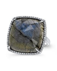 Anne Sisteron | 14kt White Gold Labradorite Diamond Cushion Cut Cocktail Ring | Lyst