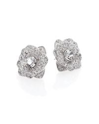 kate spade new york | Metallic Rose Garden Pave Floral Button Earrings | Lyst