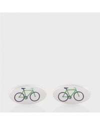Paul Smith | Metallic Men's Silver Bicycle Motif Oval Cufflinks for Men | Lyst