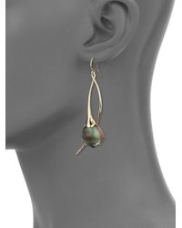 Alexis Bittar | Metallic Miss Havisham Liquid Black Mother-of-pearl Shield Drop Earrings | Lyst