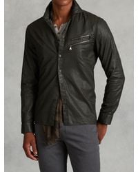 John Varvatos | Green Resin Coated Cotton Shirt for Men | Lyst