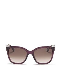 Lanvin Purple Logo Metal Temple Bar Square Acetate Sunglasses
