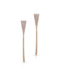 Anne Sisteron - Pink 14kt Rose Gold Diamond Triangle Chain Earrings - Lyst