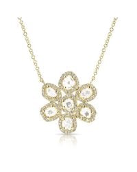 Anne Sisteron - 14kt Yellow Gold Diamond Slice Mae Small Flower Necklace - Lyst
