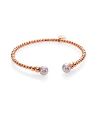 Majorica | Metallic 18k Goldplated Graduated Bead and Organic Manmade Pearl Bangle Bracelet | Lyst