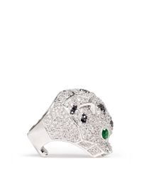 CZ by Kenneth Jay Lane | Metallic Cubic Zirconia Pavé Leopard Head Ring | Lyst