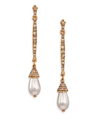 Oscar de la Renta | Metallic Faux Pearl & Crystal Tassel Drop Earrings | Lyst