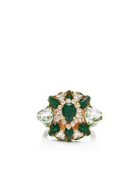 Shourouk | Galaxy Gold-Plated Swarovski Crystal Ring In Green | Lyst