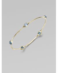 Ippolita | Metallic Lollipop Blue Topaz & 18k Yellow Gold Five-stone Station Bangle Bracelet | Lyst