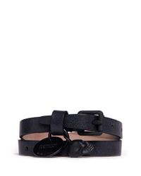 Alexander McQueen | Black Double Wrap Leather Skull Bracelet for Men | Lyst