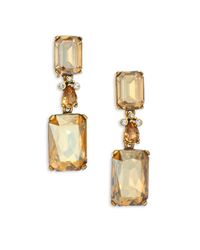 Oscar de la Renta | Metallic Crystal Clip-on Drop Earrings | Lyst