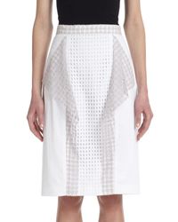 3.1 Phillip Lim | White Draped-panel Stretch Cotton Eyelet Skirt | Lyst