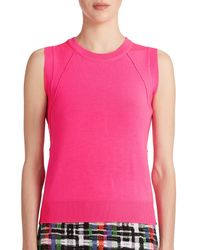 MILLY | Pink Seamed Knit Shell | Lyst