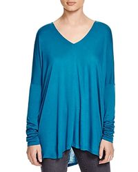 VINCE | Blue Draped V Neck Tee | Lyst