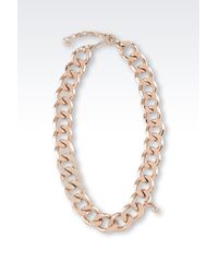 Emporio Armani | Metallic Necklace In Rose Gold-Plated Steel And Crystals | Lyst