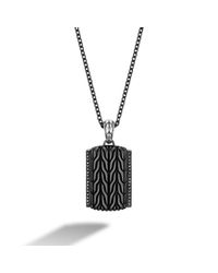 John Hardy | Black Bronze Black Coating Dog Tag Pendant On Chain Necklace for Men | Lyst