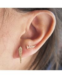Anne Sisteron - Pink 14kt Rose Gold Diamond Mini Spear Earrings - Lyst