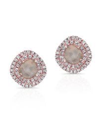 Anne Sisteron - Pink 14kt Rose Gold Diamond Slice Double Halo Stud Earrings - Lyst