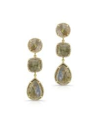 Anne Sisteron | Metallic 14kt Yellow Gold Labrodorite Diamond Triple Drop Earrings | Lyst