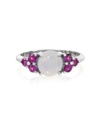 Mia & Beverly - Purple Chalcedony And Fuchsia Sapphires 18k White Gold Ring - Lyst
