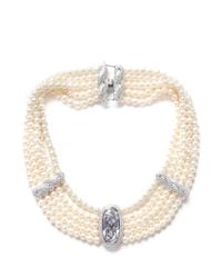 CZ by Kenneth Jay Lane | White Cubic Zirconia Faux Pearl Choker Necklace | Lyst