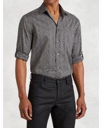 John Varvatos | Gray Cotton Rolled Sleeve Shirt for Men | Lyst