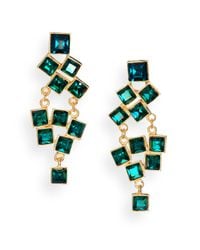 Kenneth Jay Lane | Square-Cut Cluster Chandelier Earrings/Green | Lyst