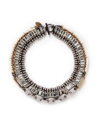 Venna | Metallic Crystal Pavé Station Collar Necklace | Lyst