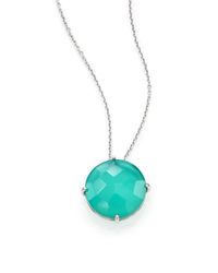 KALAN by Suzanne Kalan | Metallic Green Onyx, White Quartz & 14K White Gold Round Doublet Pendant Necklace | Lyst