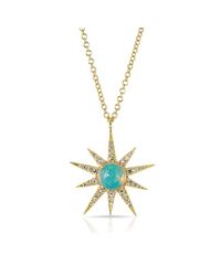 Anne Sisteron - Blue 14kt Yellow Gold Opal Diamond Starburst Necklace - Lyst