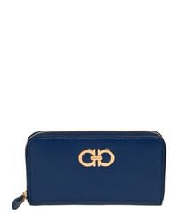 Ferragamo | Blue Gancini Saffiano Leather Wallet | Lyst