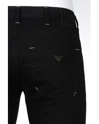 Armani Jeans | Black Regular Fit 5-pocket Trousers In Stretch Gabardine for Men | Lyst