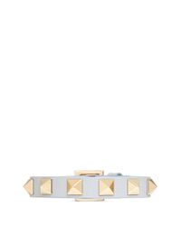 Valentino | Blue 'rockstud' Skinny Leather Bracelet | Lyst