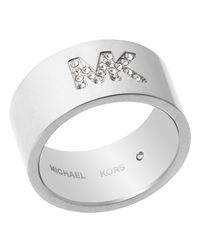 Michael Kors | Silver Pavé Burnished Band Ring | Lyst
