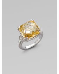 Judith Ripka | Yellow Canary Crystal Sterling Silver Cushion Stone Ring | Lyst