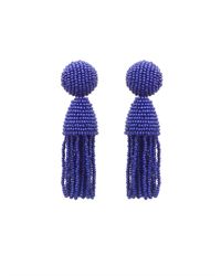 Oscar de la Renta - Purple Two-tiered Beaded Tassel Clip-on Earrings - Lyst
