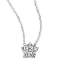 Kwiat | Cluster Diamond & 18k White Gold Flower Pendant Necklace | Lyst
