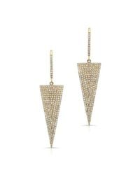 Anne Sisteron - 14kt Yellow Gold Diamond Triangle Drop Earrings - Lyst