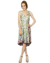 Nina Ricci | Multicolor Floral Pleated Satin Dress | Lyst