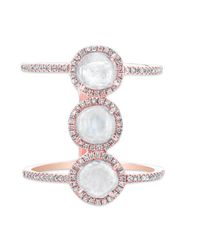 Anne Sisteron - Metallic 14kt Rose Gold Triple Diamond Slice H Ring - Lyst